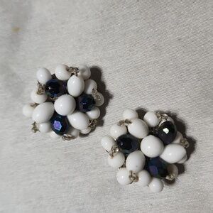 Vintage Milk and Carnival glass clip earrings